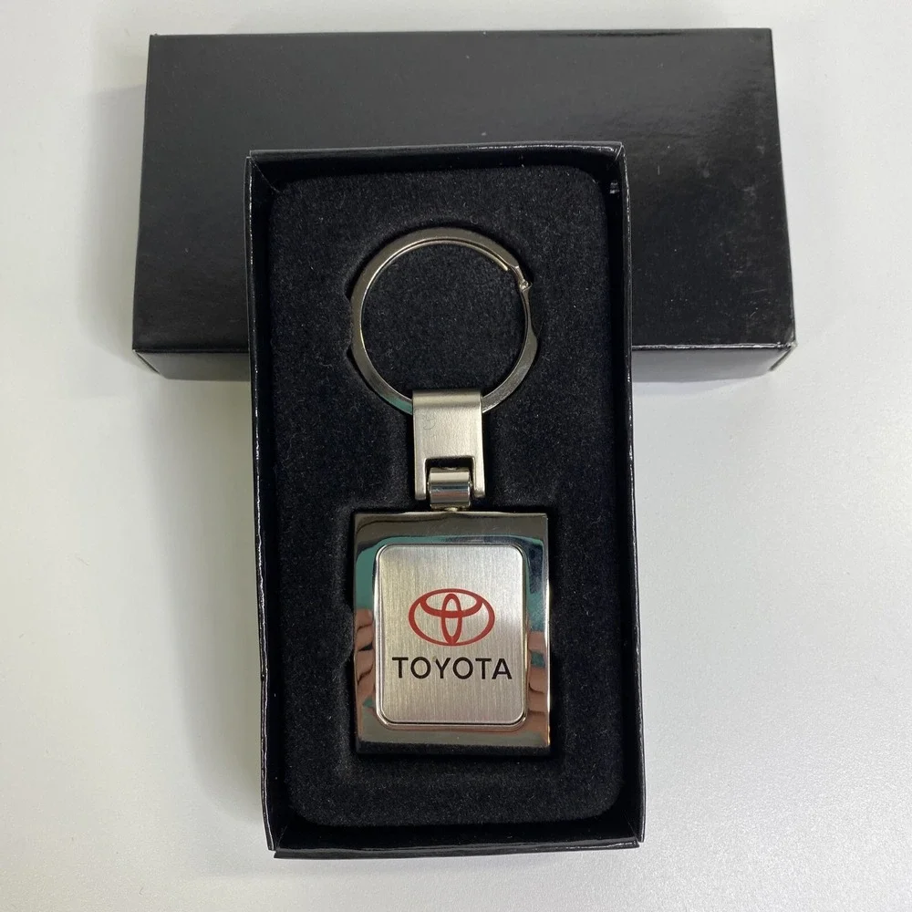 Toyota Metal Keychain Square Logo Red Emblem Etched North Charlotte‎ Dealer